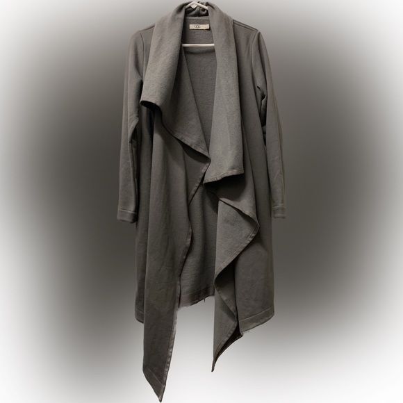 UGG Grey Long Cardigan Sweater with pockets Super Soft Lightweight Fleece (Sz S) - Picture 2 of 7